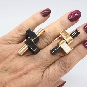 Vita Fede Chrome & Gold Cylinder Cased in 24k Gold-Plated & Chrome Ring New